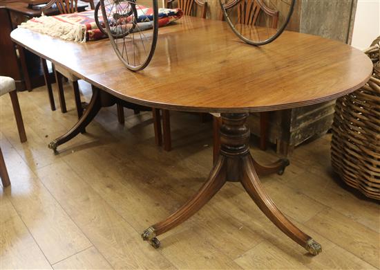 A Regency style mahogany D end dining table W.215cm fully extended